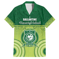 Personalised Ballantine Memorial School Family Matching Long Sleeve Bodycon Dress and Hawaiian Shirt With Fijian Tapa Pattern LT05 Dad's Shirt - Short Sleeve Green - Polynesian Pride