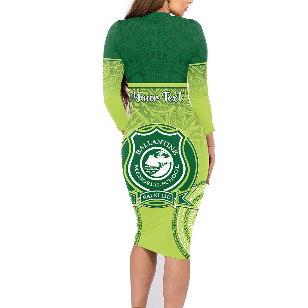 Personalised Ballantine Memorial School Family Matching Long Sleeve Bodycon Dress and Hawaiian Shirt With Fijian Tapa Pattern LT05 - Polynesian Pride