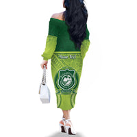 Personalised Ballantine Memorial School Family Matching Off The Shoulder Long Sleeve Dress and Hawaiian Shirt With Fijian Tapa Pattern LT05 - Polynesian Pride