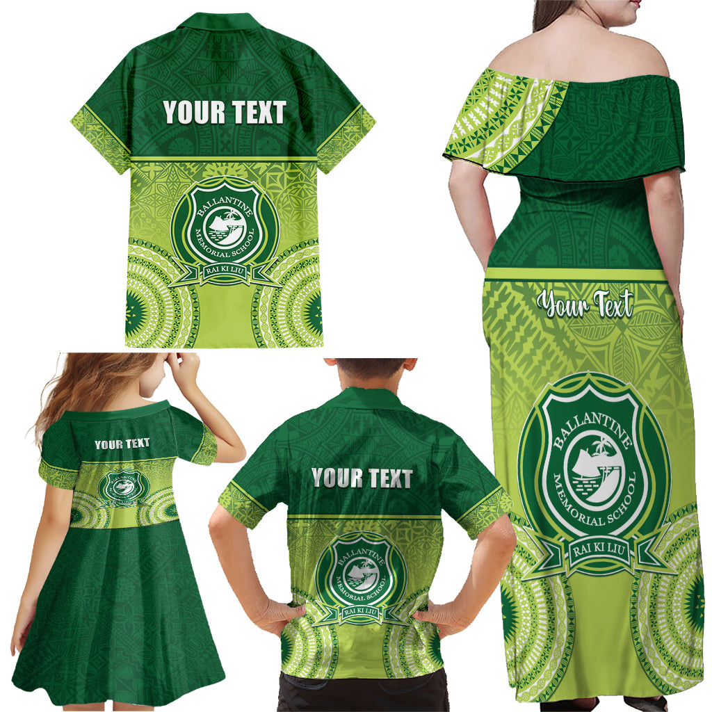 Personalised Ballantine Memorial School Family Matching Off Shoulder Maxi Dress and Hawaiian Shirt With Fijian Tapa Pattern LT05 - Polynesian Pride