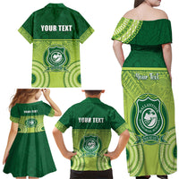 Personalised Ballantine Memorial School Family Matching Off Shoulder Maxi Dress and Hawaiian Shirt With Fijian Tapa Pattern LT05 - Polynesian Pride