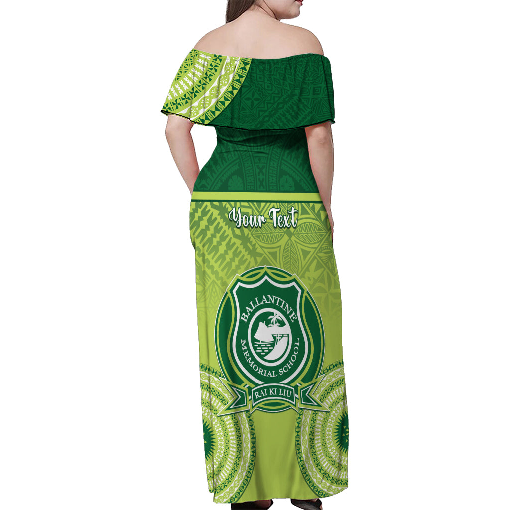 Personalised Ballantine Memorial School Family Matching Off Shoulder Maxi Dress and Hawaiian Shirt With Fijian Tapa Pattern LT05 - Polynesian Pride