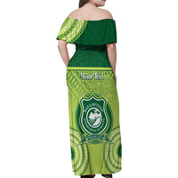 Personalised Ballantine Memorial School Family Matching Off Shoulder Maxi Dress and Hawaiian Shirt With Fijian Tapa Pattern LT05 - Polynesian Pride