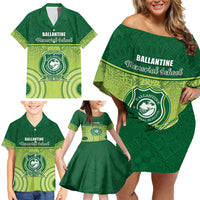 Personalised Ballantine Memorial School Family Matching Off Shoulder Short Dress and Hawaiian Shirt With Fijian Tapa Pattern LT05 - Polynesian Pride