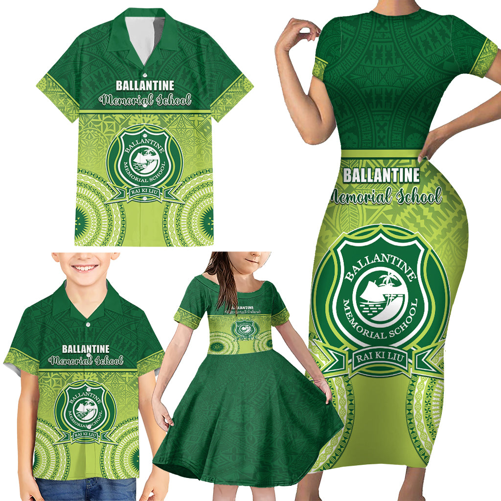 Personalised Ballantine Memorial School Family Matching Short Sleeve Bodycon Dress and Hawaiian Shirt With Fijian Tapa Pattern LT05 - Polynesian Pride