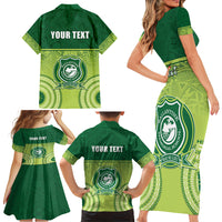 Personalised Ballantine Memorial School Family Matching Short Sleeve Bodycon Dress and Hawaiian Shirt With Fijian Tapa Pattern LT05 - Polynesian Pride