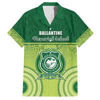 Personalised Ballantine Memorial School Family Matching Short Sleeve Bodycon Dress and Hawaiian Shirt With Fijian Tapa Pattern LT05 Dad's Shirt - Short Sleeve Green - Polynesian Pride