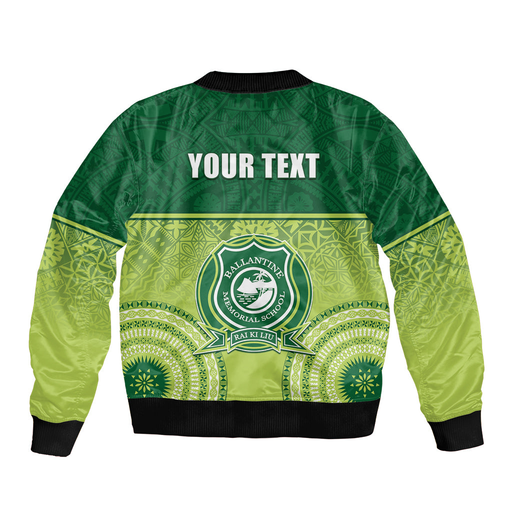 Personalised Ballantine Memorial School Sleeve Zip Bomber Jacket With Fijian Tapa Pattern