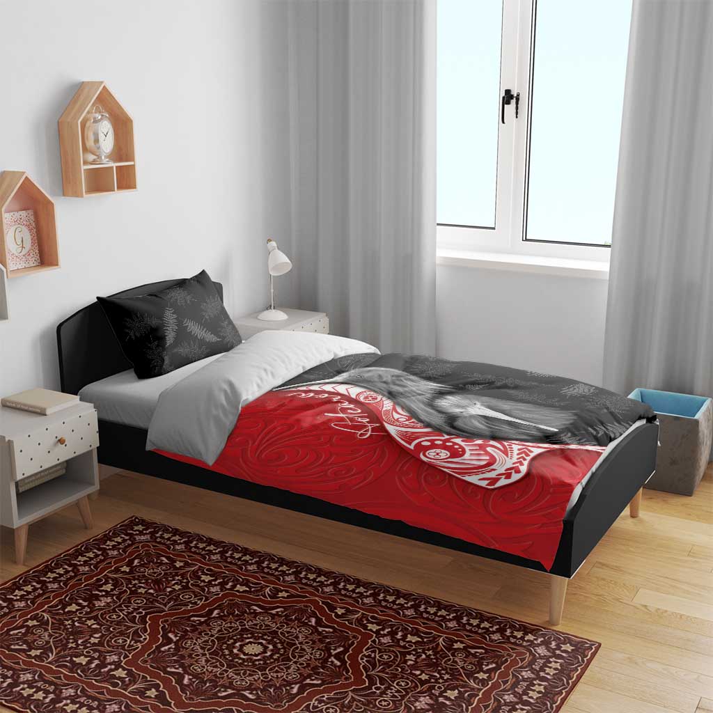 New Zealand Aotearoa Bedding Set Kiwi Fern Maori Pattern Red Version