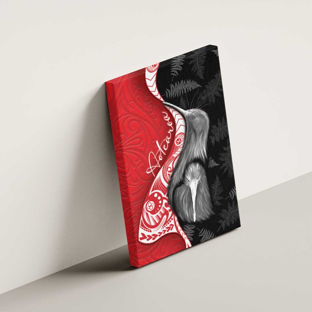 New Zealand Aotearoa Canvas Wall Art Kiwi Fern Maori Pattern Red Version