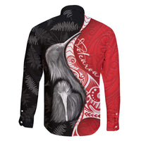 New Zealand Aotearoa Family Matching Long Sleeve Bodycon Dress and Hawaiian Shirt Kiwi Fern Maori Pattern Red Version LT05 - Polynesian Pride