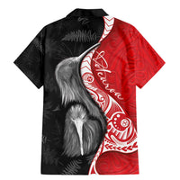 New Zealand Aotearoa Family Matching Mermaid Dress and Hawaiian Shirt Kiwi Fern Maori Pattern Red Version LT05 - Polynesian Pride