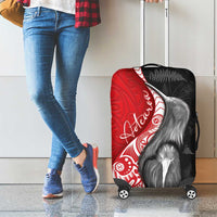 New Zealand Aotearoa Luggage Cover Kiwi Fern Maori Pattern Red Version