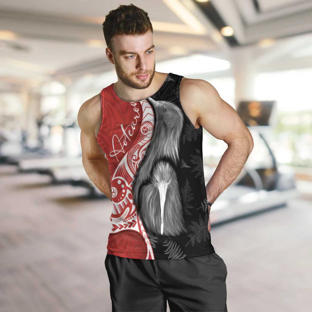 New Zealand Aotearoa Men Tank Top Kiwi Fern Maori Pattern Red Version