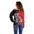 New Zealand Aotearoa Off Shoulder Sweater Kiwi Fern Maori Pattern Red Version
