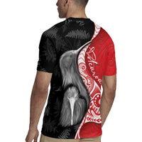 New Zealand Aotearoa Rugby Jersey Kiwi Fern Maori Pattern Red Version LT05 - Polynesian Pride