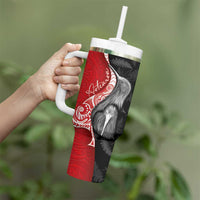 New Zealand Aotearoa Tumbler With Handle Kiwi Fern Maori Pattern Red Version LT05 - Polynesian Pride