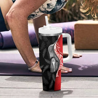 New Zealand Aotearoa Tumbler With Handle Kiwi Fern Maori Pattern Red Version LT05 - Polynesian Pride