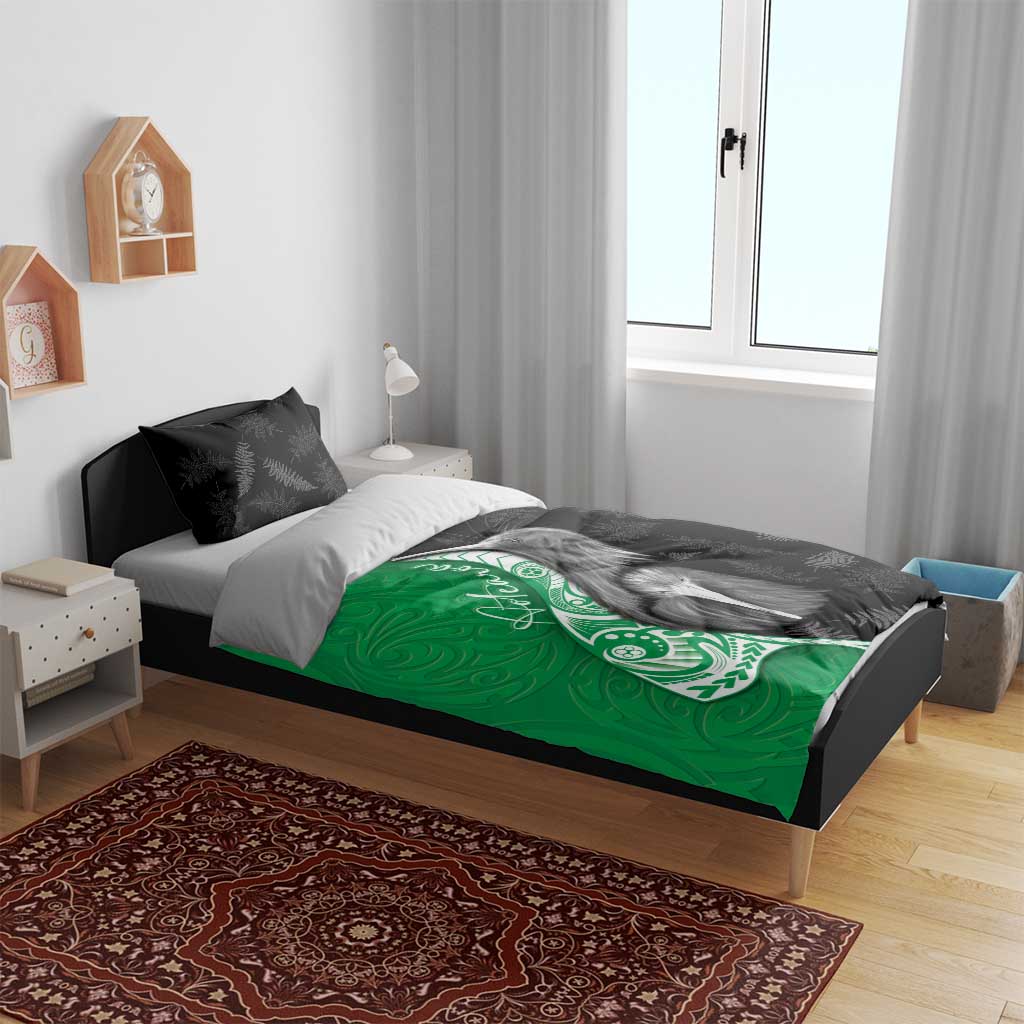 New Zealand Aotearoa Bedding Set Kiwi Fern Maori Pattern Green Version