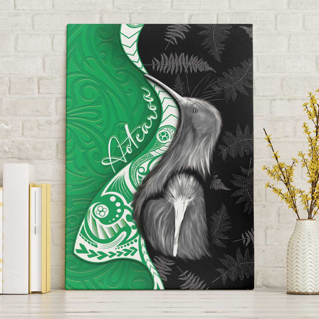 New Zealand Aotearoa Canvas Wall Art Kiwi Fern Maori Pattern Green Version