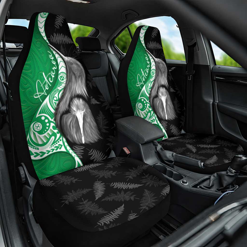 New Zealand Aotearoa Car Seat Cover Kiwi Fern Maori Pattern Green Version