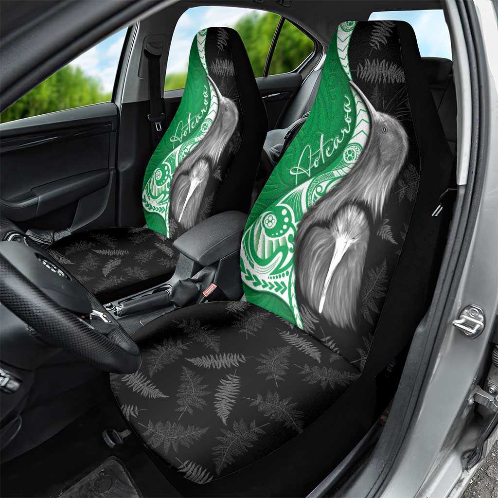 New Zealand Aotearoa Car Seat Cover Kiwi Fern Maori Pattern Green Version