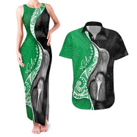 New Zealand Aotearoa Couples Matching Tank Maxi Dress and Hawaiian Shirt Kiwi Fern Maori Pattern Green Version LT05 Green - Polynesian Pride