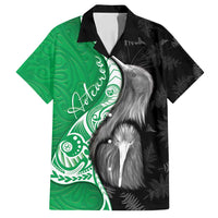 New Zealand Aotearoa Family Matching Off Shoulder Short Dress and Hawaiian Shirt Kiwi Fern Maori Pattern Green Version LT05 Dad's Shirt - Short Sleeve Green - Polynesian Pride