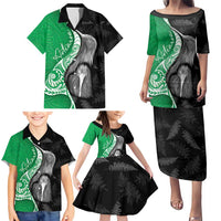 New Zealand Aotearoa Family Matching Puletasi and Hawaiian Shirt Kiwi Fern Maori Pattern Green Version LT05 - Polynesian Pride