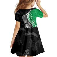 New Zealand Aotearoa Family Matching Summer Maxi Dress and Hawaiian Shirt Kiwi Fern Maori Pattern Green Version LT05 - Polynesian Pride