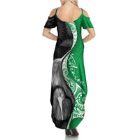 New Zealand Aotearoa Family Matching Summer Maxi Dress and Hawaiian Shirt Kiwi Fern Maori Pattern Green Version LT05 - Polynesian Pride