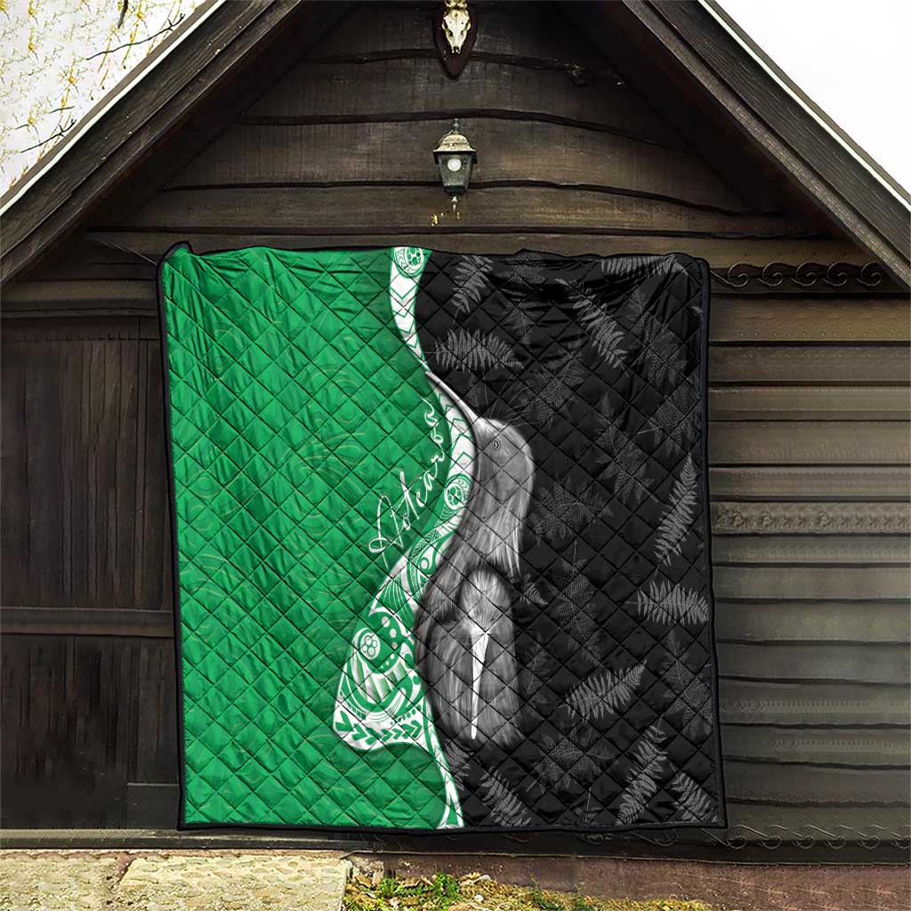 New Zealand Aotearoa Quilt Kiwi Fern Maori Pattern Green Version