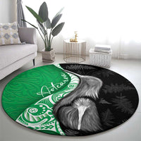 New Zealand Aotearoa Round Carpet Kiwi Fern Maori Pattern Green Version LT05 - Polynesian Pride