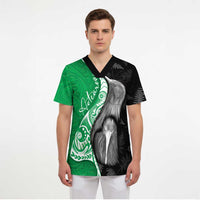 New Zealand Aotearoa Scrub Top Kiwi Fern Maori Pattern Green Version - Polynesian Pride