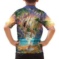 Aloha Hawaii Family Matching Off The Shoulder Long Sleeve Dress and Hawaiian Shirt Hula Martini Tropical Vibes LT05 - Polynesian Pride