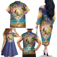 Aloha Hawaii Family Matching Off The Shoulder Long Sleeve Dress and Hawaiian Shirt Hula Martini Tropical Vibes LT05 - Polynesian Pride