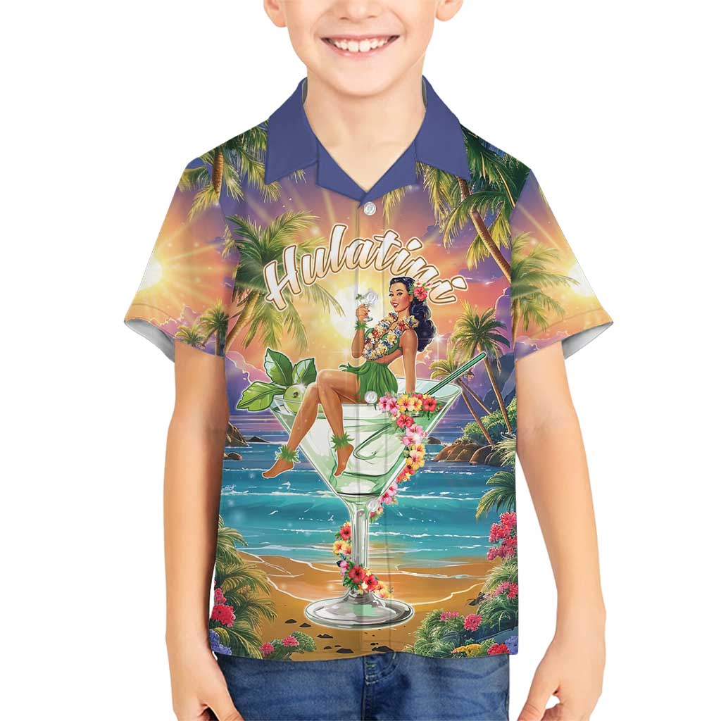 Aloha Hawaii Family Matching Off Shoulder Short Dress and Hawaiian Shirt Hula Martini Tropical Vibes - Polynesian Pride