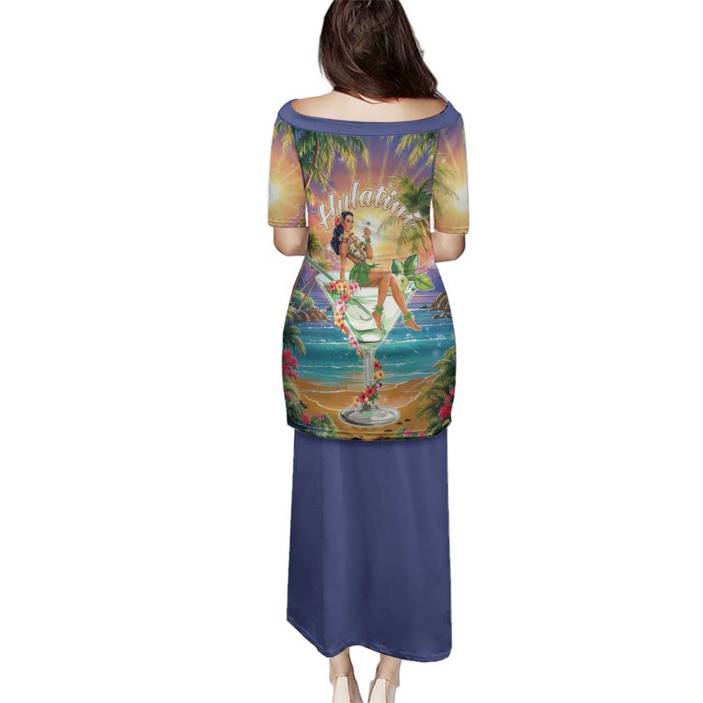Aloha Hawaii Family Matching Puletasi and Hawaiian Shirt Hula Martini Tropical Vibes - Polynesian Pride