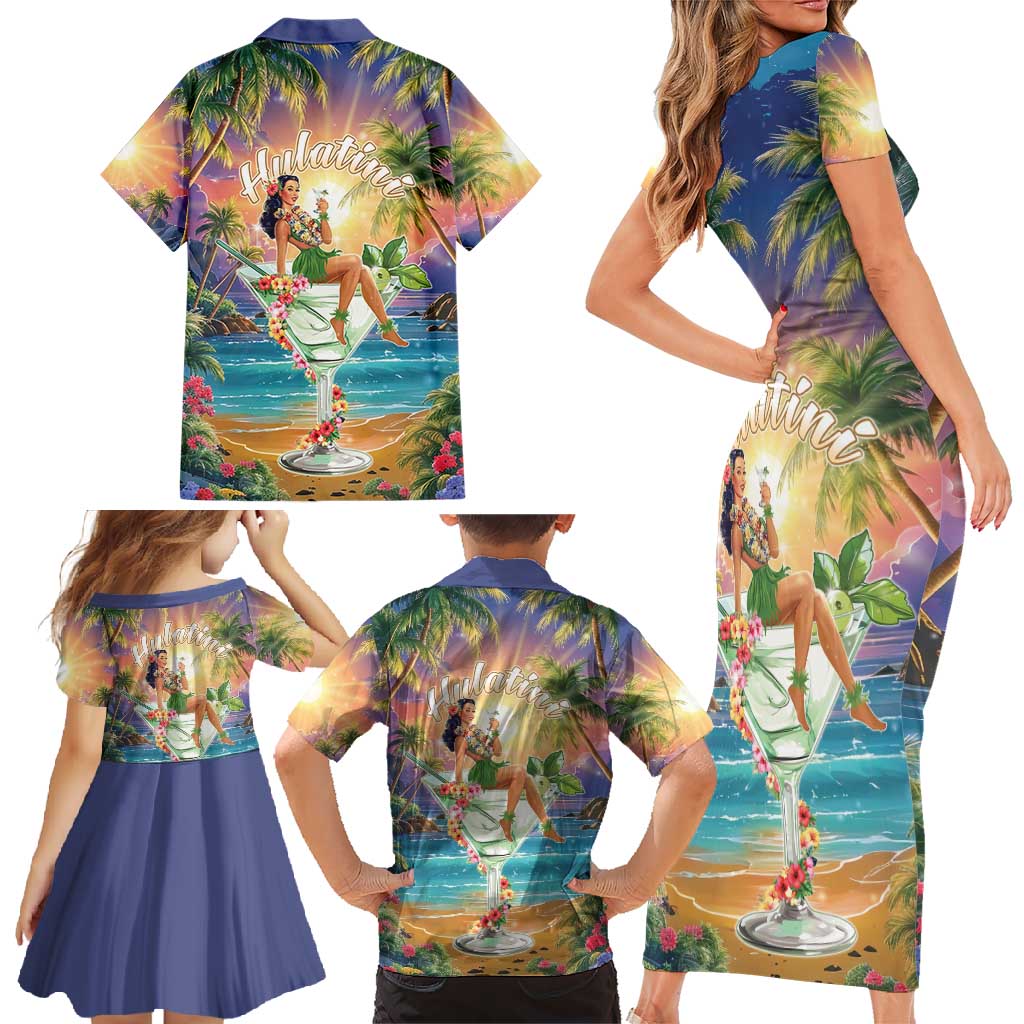Aloha Hawaii Family Matching Short Sleeve Bodycon Dress and Hawaiian Shirt Hula Martini Tropical Vibes LT05 - Polynesian Pride