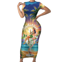Aloha Hawaii Family Matching Short Sleeve Bodycon Dress and Hawaiian Shirt Hula Martini Tropical Vibes LT05 Mom's Dress Colorful - Polynesian Pride