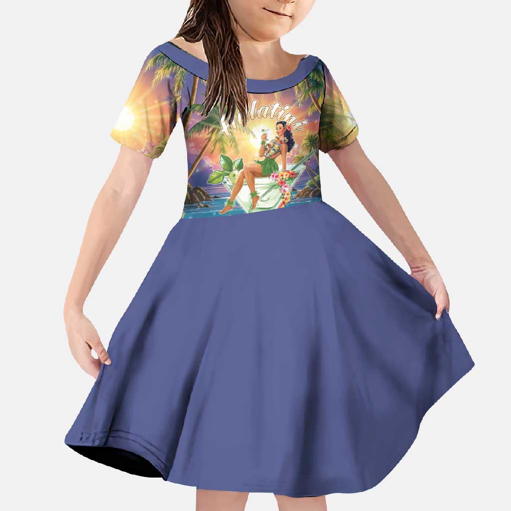 Aloha Hawaii Family Matching Summer Maxi Dress and Hawaiian Shirt Hula Martini Tropical Vibes - Polynesian Pride
