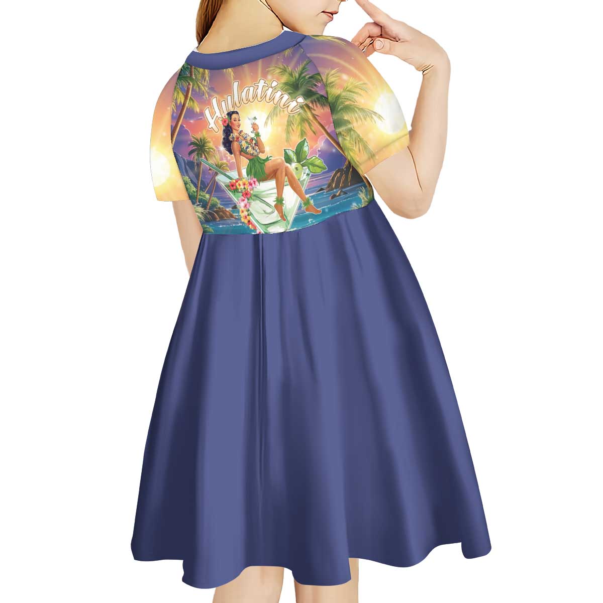 Aloha Hawaii Kid Short Sleeve Dress Hula Martini Tropical Vibes - Polynesian Pride