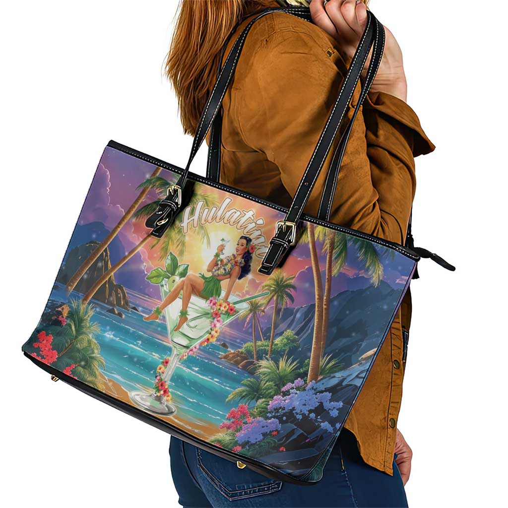 Aloha Hawaii Leather Tote Bag Hula Martini Tropical Vibes - Polynesian Pride