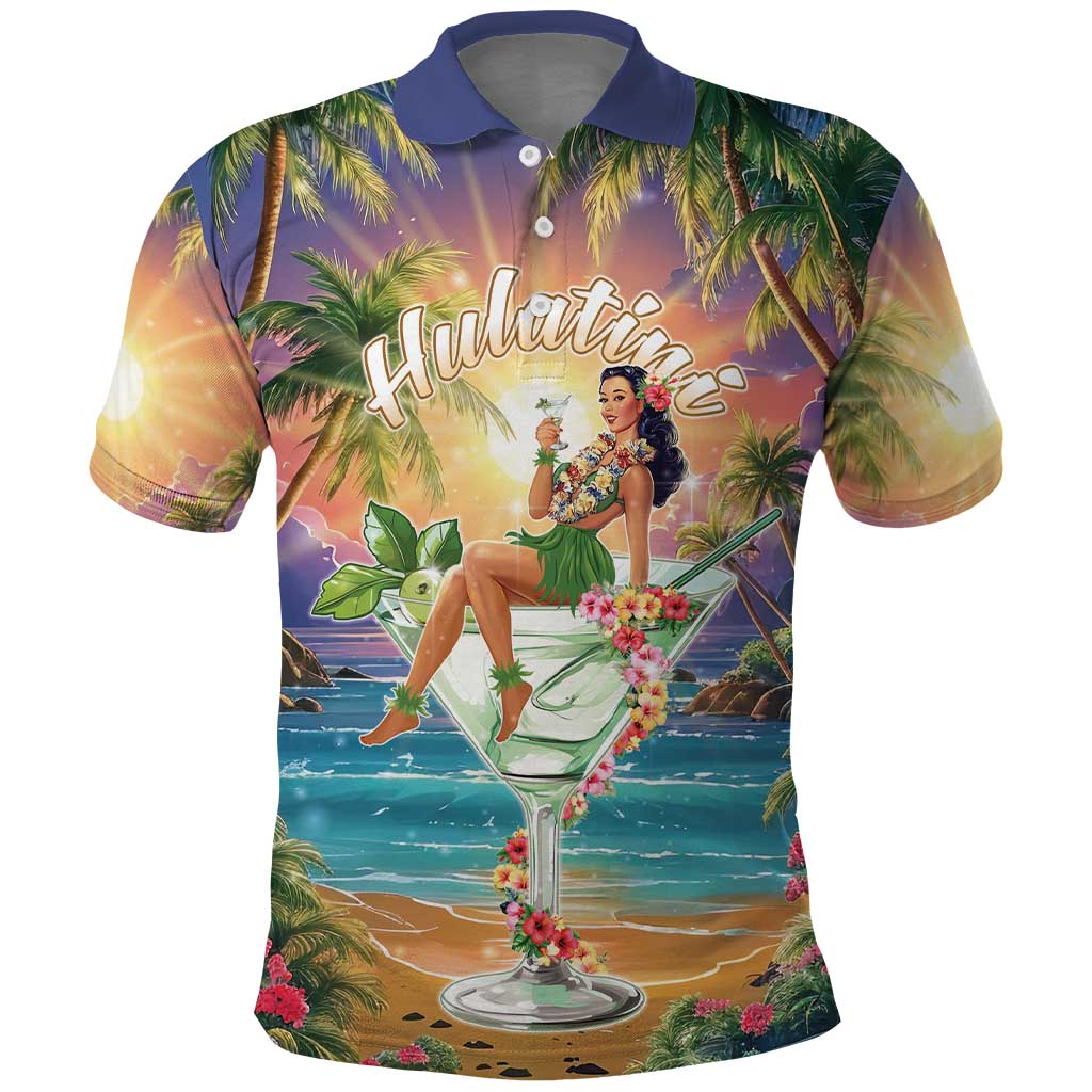 Aloha Hawaii Polo Shirt Hula Martini Tropical Vibes - Polynesian Pride