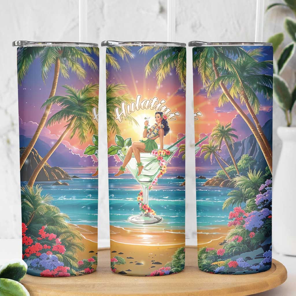 Aloha Hawaii Skinny Tumbler Hula Martini Tropical Vibes - Polynesian Pride