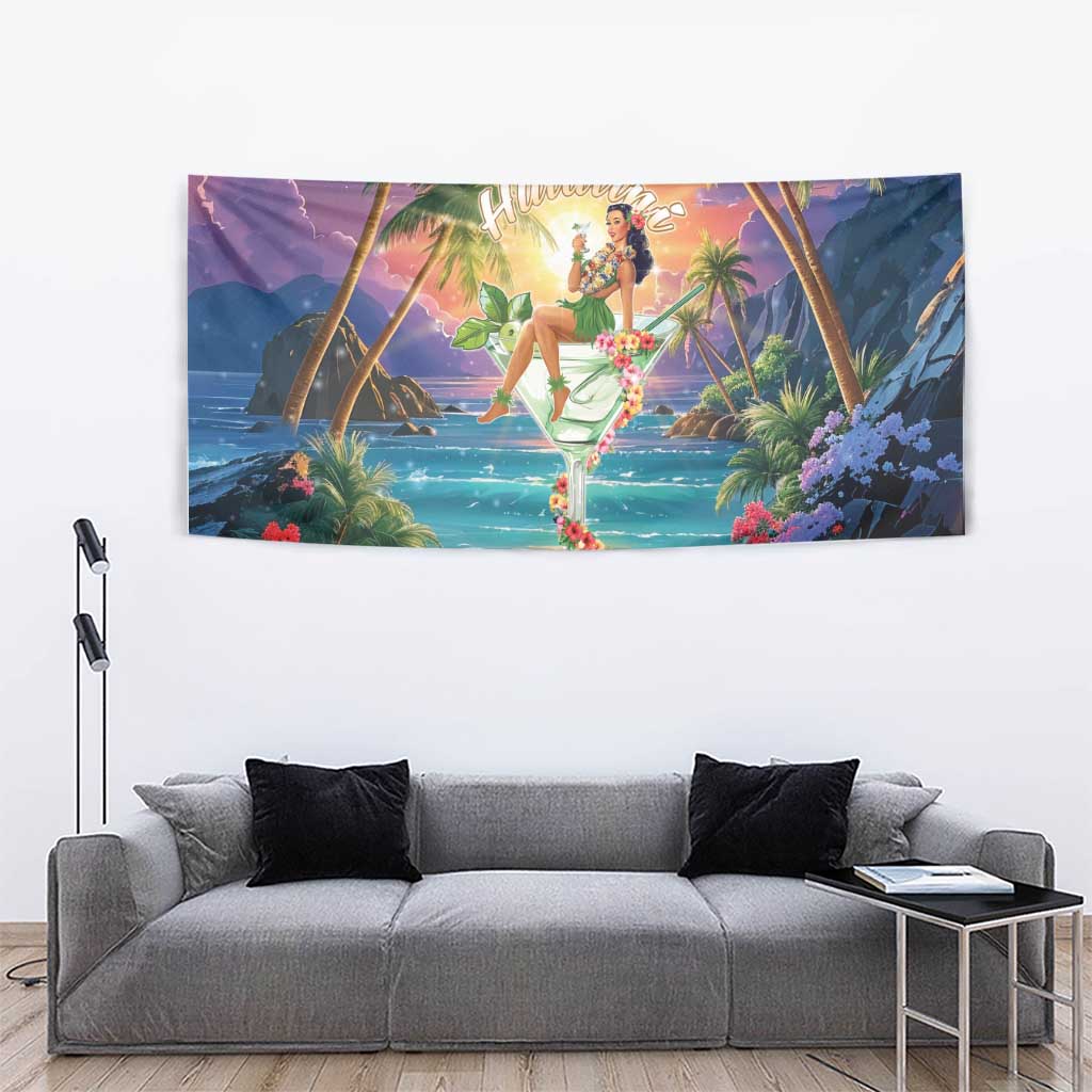 Aloha Hawaii Tapestry Hula Martini Tropical Vibes - Polynesian Pride