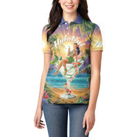 Aloha Hawaii Women Polo Shirt Hula Martini Tropical Vibes - Polynesian Pride