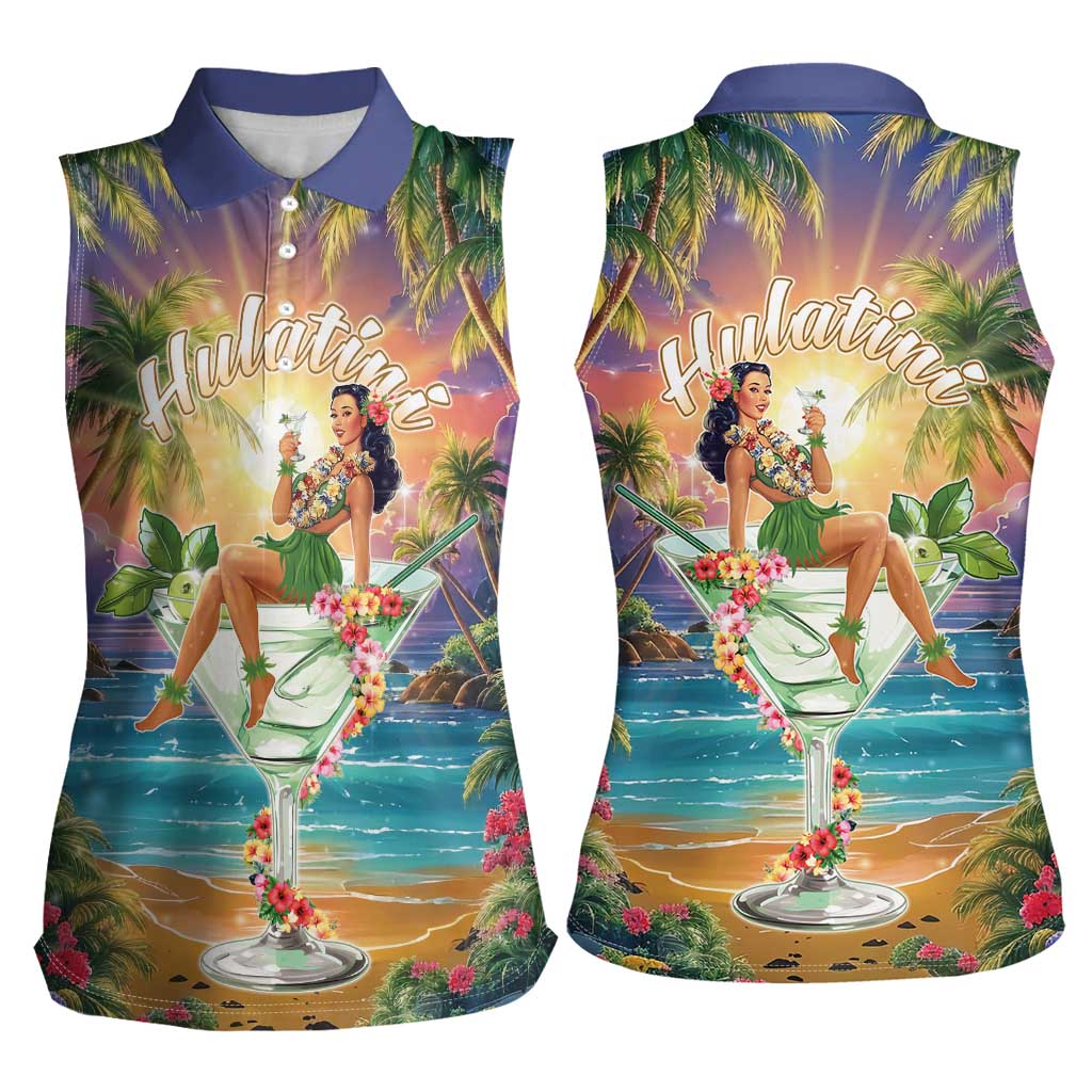 Aloha Hawaii Women Sleeveless Polo Shirt Hula Martini Tropical Vibes LT05 - Polynesian Pride