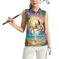 Aloha Hawaii Women Sleeveless Polo Shirt Hula Martini Tropical Vibes LT05 - Polynesian Pride