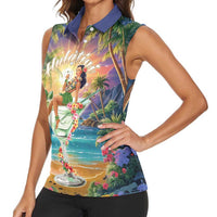 Aloha Hawaii Women Sleeveless Polo Shirt Hula Martini Tropical Vibes LT05 - Polynesian Pride